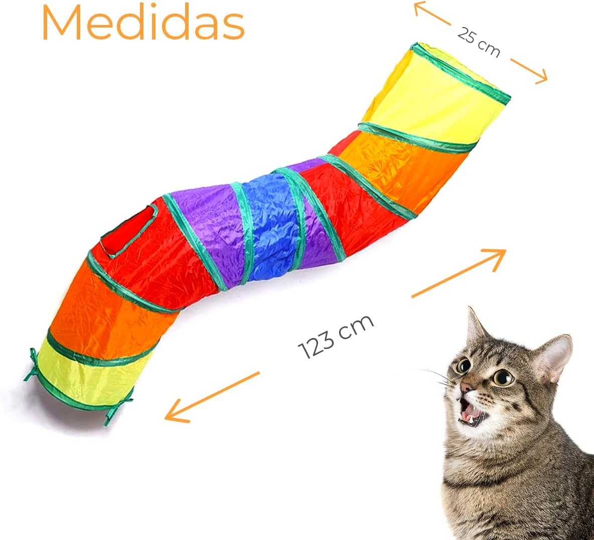 Raganet, Kit de 20 Juguetes para Gato, Incluye Túnel de 120cm, Palo Guía, Pelotas, Ratones y Mas