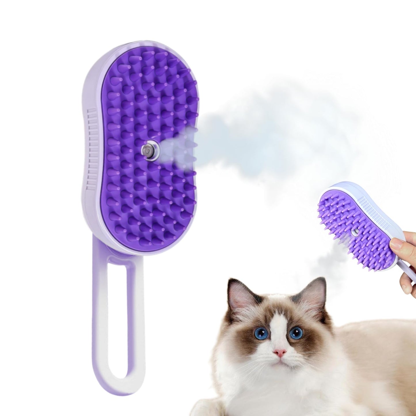 Cepillo Vapor eléctrico para perro, Cepillo de gato de vapor auto limpieza, Cepillo vapor para mascotas para masaje, Cepillos de Aseo para Mascotas, Para depilación, masaje y peinado de mascotas(verde)