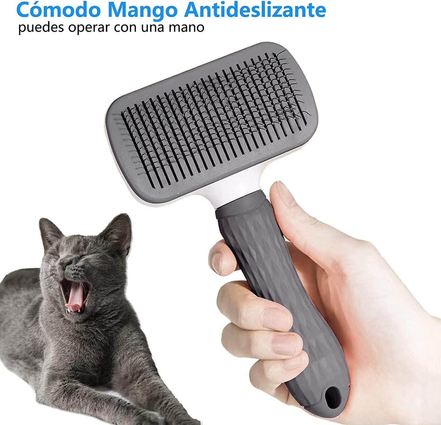 Aorpdd Cepillo de Perros Gato - Cepillo Para Perros y Gatos Removedor de Cabello,Cepillo de Pelo de Gato con Cabeza de Goma de Acero Inoxidable Flexible, Depiladora para Animales Pequeños (Gray)