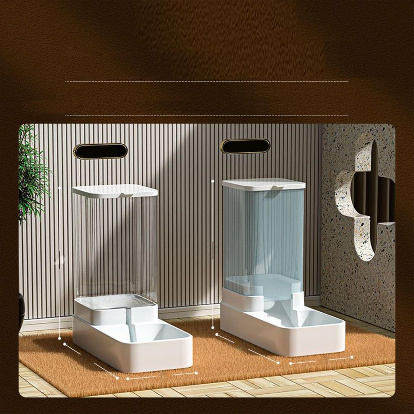 Alimentador Alimentos y Dispensador, 2 En 1 Bebedero Mascotas A Prueba Polvo y Fresco Juego Comedero Automático Antidesl mascotaizante Bebedero Alimentador Desmontable y Fácil Limpiar (Separado)