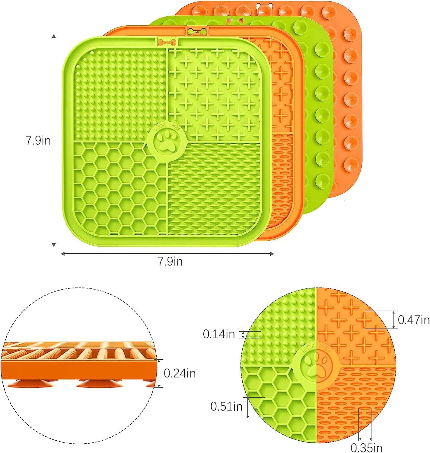 COOLKITALENT Alfombrilla para Lamer Perros con Ventosa, 2 Piezas Lick Mat para Perros y Gatos sin BPA, Super Ventosas para Bañarse, Arreglarse, Entrenar y Cuidado de Las Garras