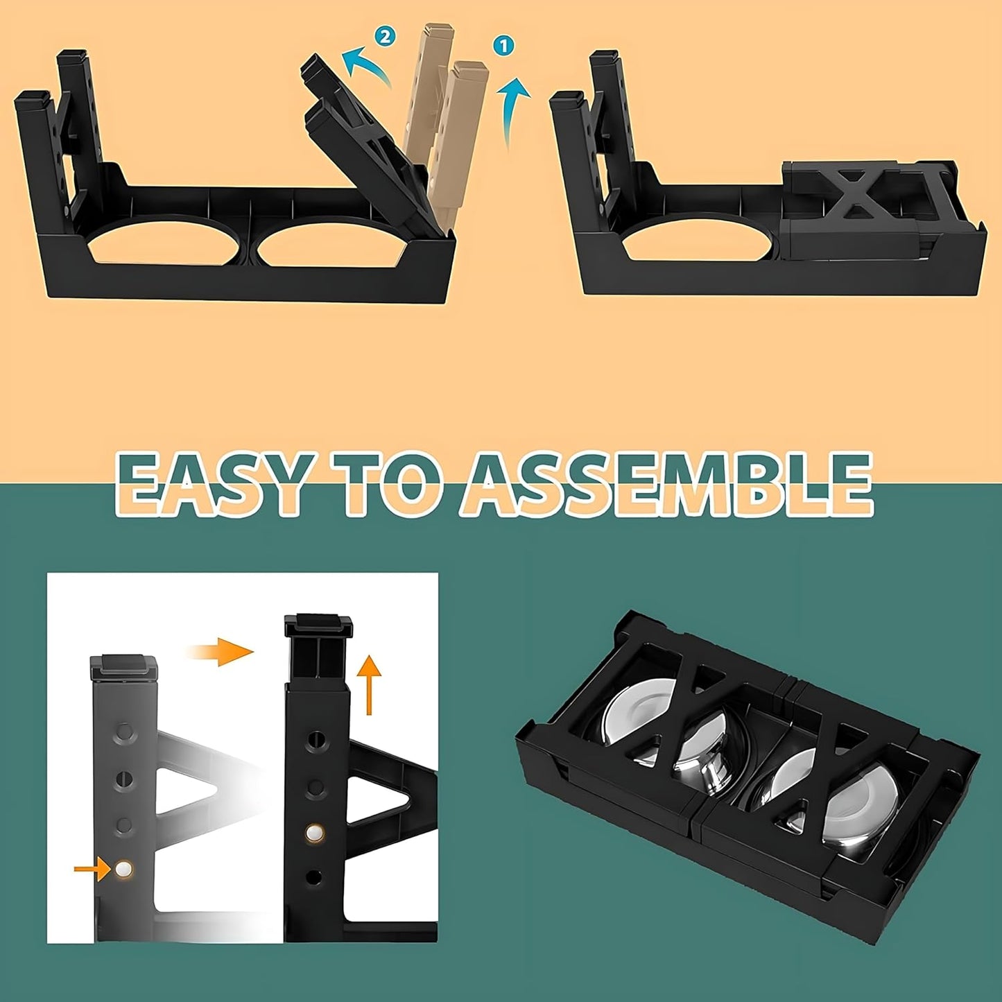 EKEJLI Cuencos elevados para Perros,Comedero Elevado para Perros con comedero Lento,Plegable,5 Alturas Ajustables,Comederos para Perros pequeño, Mediano y Grande, Gatos, Todo Tipo de Mascotas (Gris)