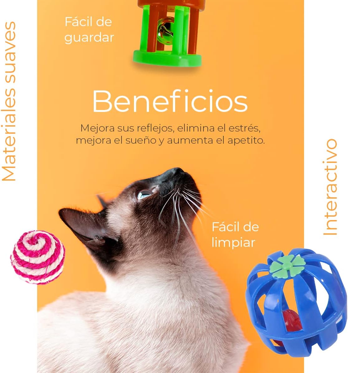 Raganet, Kit de 20 Juguetes para Gato, Incluye Túnel de 120cm, Palo Guía, Pelotas, Ratones y Mas