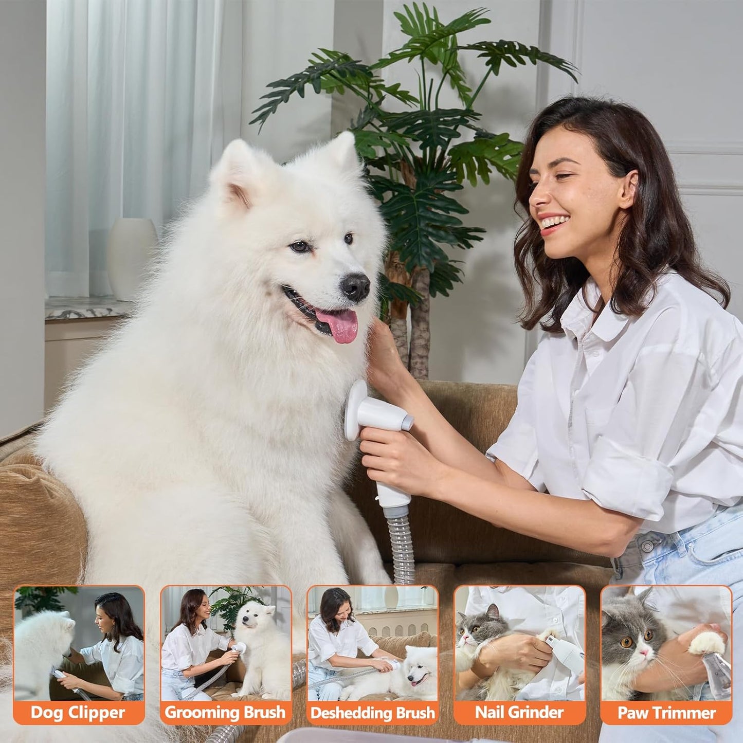 Newtic Cortapelos Perros con Aspiradora de Pelo, Aspiradora de Aseo para Mascotas, Kit Profesional de Aseo para Perros con 14 Herramientas de Aseo para Mascotas, Aspiradora Silenciosa con Cortapelos