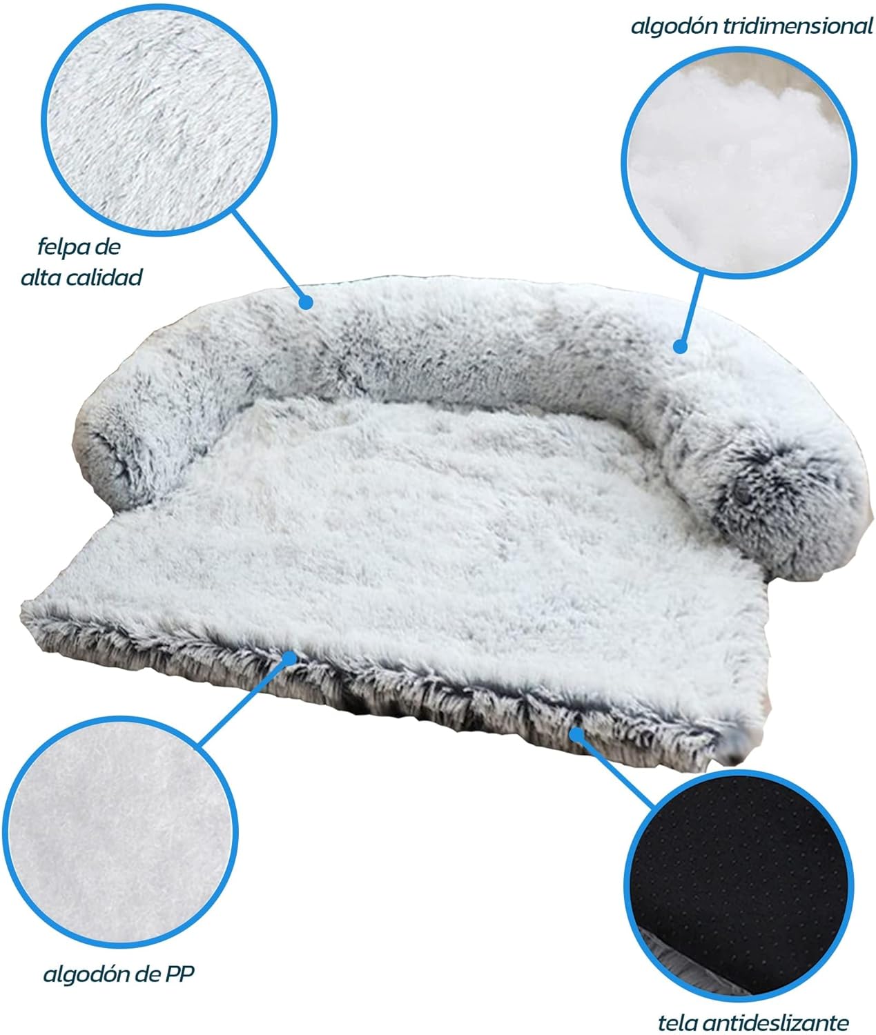 Bluelander Cama para Perro, Todo Tipo de Razas, Cama para Perros Suavecita, Fabricado con Algodón y Felpa de Calidad, Cama para Gato, Tapete para Sofa, Apto para Lavadora (Gris, Mediano)