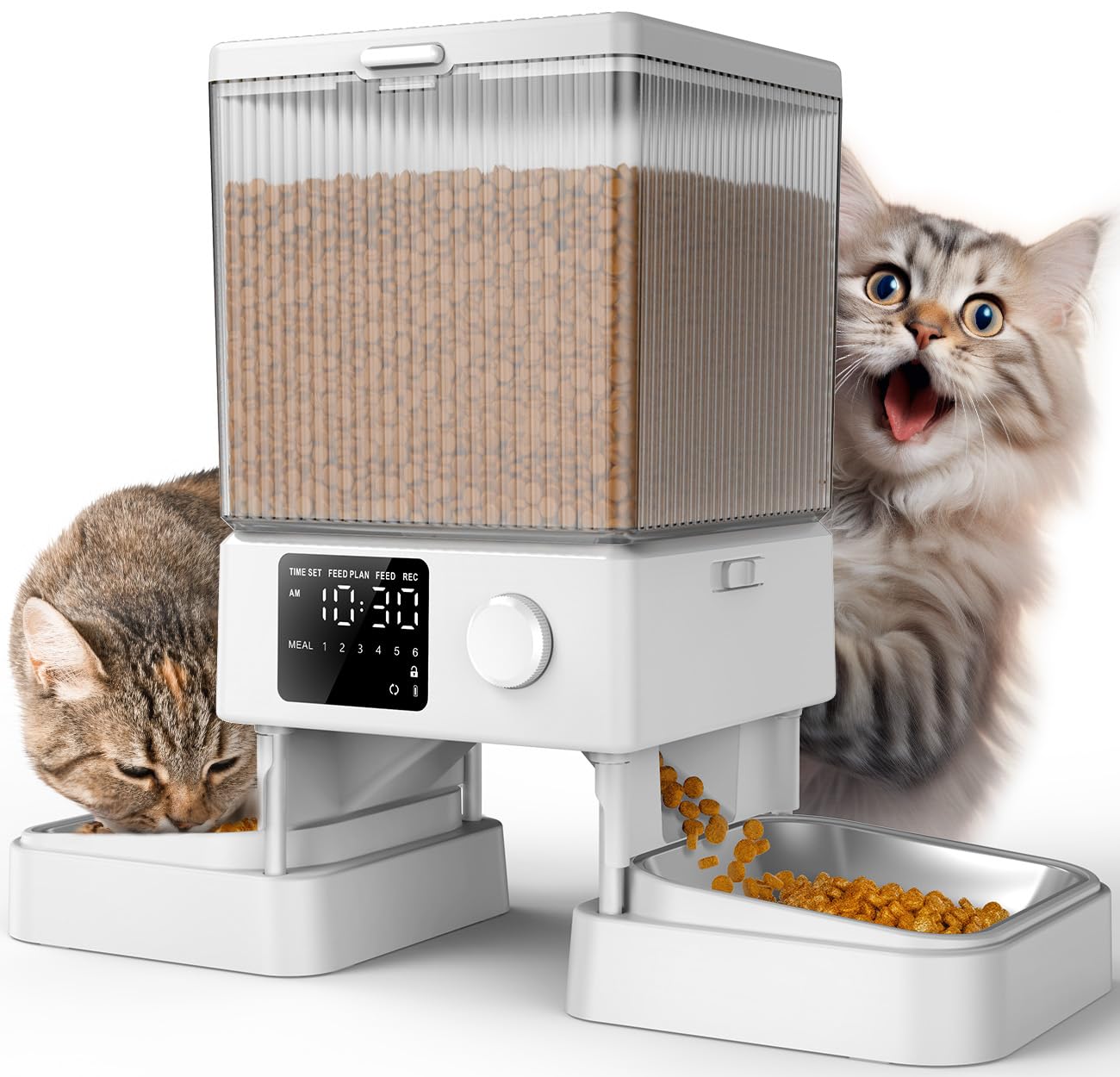oneisall Comedero Automático para Gatos con Wi - Fi 5G, Adecuado para Dos Gatos/Perros Pequeños y Medianos. Dispensador de 5 litros / 20 Tazas de Alimentos con Control por Aplicación(Negro)
