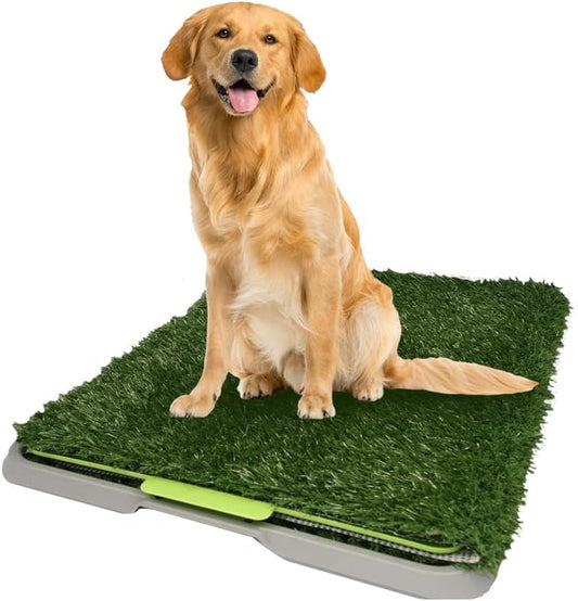 Fancy Pets Tapete de Entrenamiento para Perros Doggie Grass GDE | Pasto Sintético con Bandeja y Rejilla | Control de Olores y Fácil Limpieza