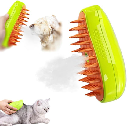 Cepillo Vapor eléctrico para perro, Cepillo de gato de vapor auto limpieza, Cepillo vapor para mascotas para masaje, Cepillos de Aseo para Mascotas, Para depilación, masaje y peinado de mascotas(verde)