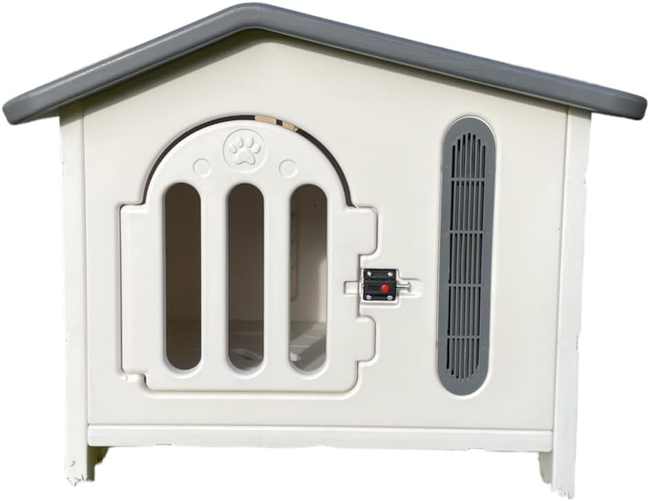 Q PERRON Casa Premium Amplia para Perro Raza Pequeña Termoplastica Invierno Verano Otoño Exterior Termica Impermeblae Cute White