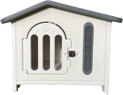 Q PERRON Casa Premium Amplia para Perro Raza Pequeña Termoplastica Invierno Verano Otoño Exterior Termica Impermeblae Cute White