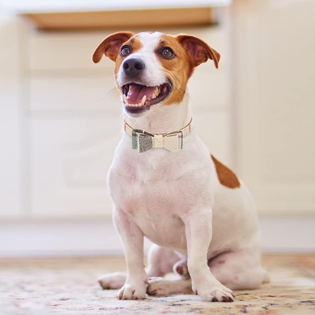 Juego de collar y correa para perros pequeños, collar de correa para cachorros, diseño clásico a cuadros, tamaño ajustable con campana dorada, perfecto para razas pequeñas y niños