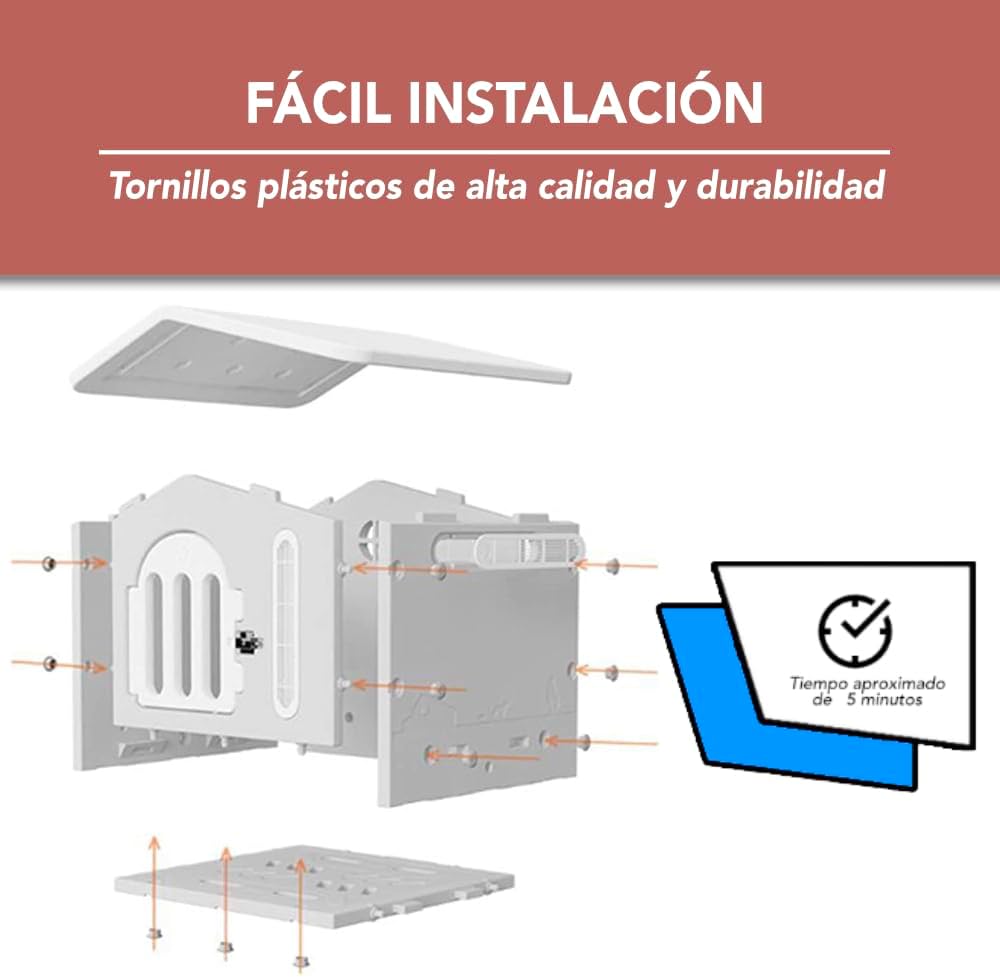 Q PERRON Casa Premium Amplia para Perro Raza Pequeña Termoplastica Invierno Verano Otoño Exterior Termica Impermeblae Cute White