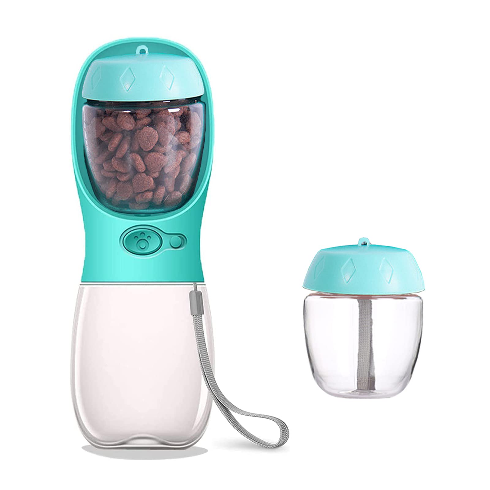 Botella de Agua para Perros, Botella de Agua Portátil Plegable Mascotas, Dispensador Agua Cachorros a Prueba Fugas con Alimentador Mascotas Caminar al Aire Libre, Senderismo Viajes (R-M-550ML)