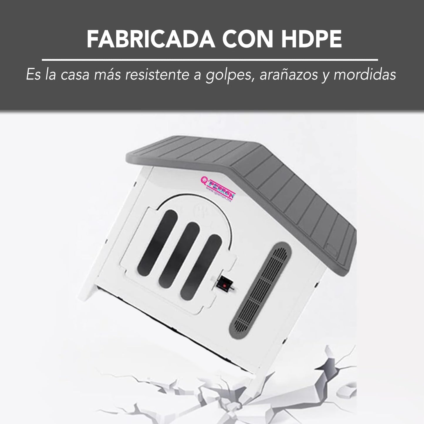Q PERRON Casa Premium Amplia para Perro Raza Pequeña Termoplastica Invierno Verano Otoño Exterior Termica Impermeblae Cute White