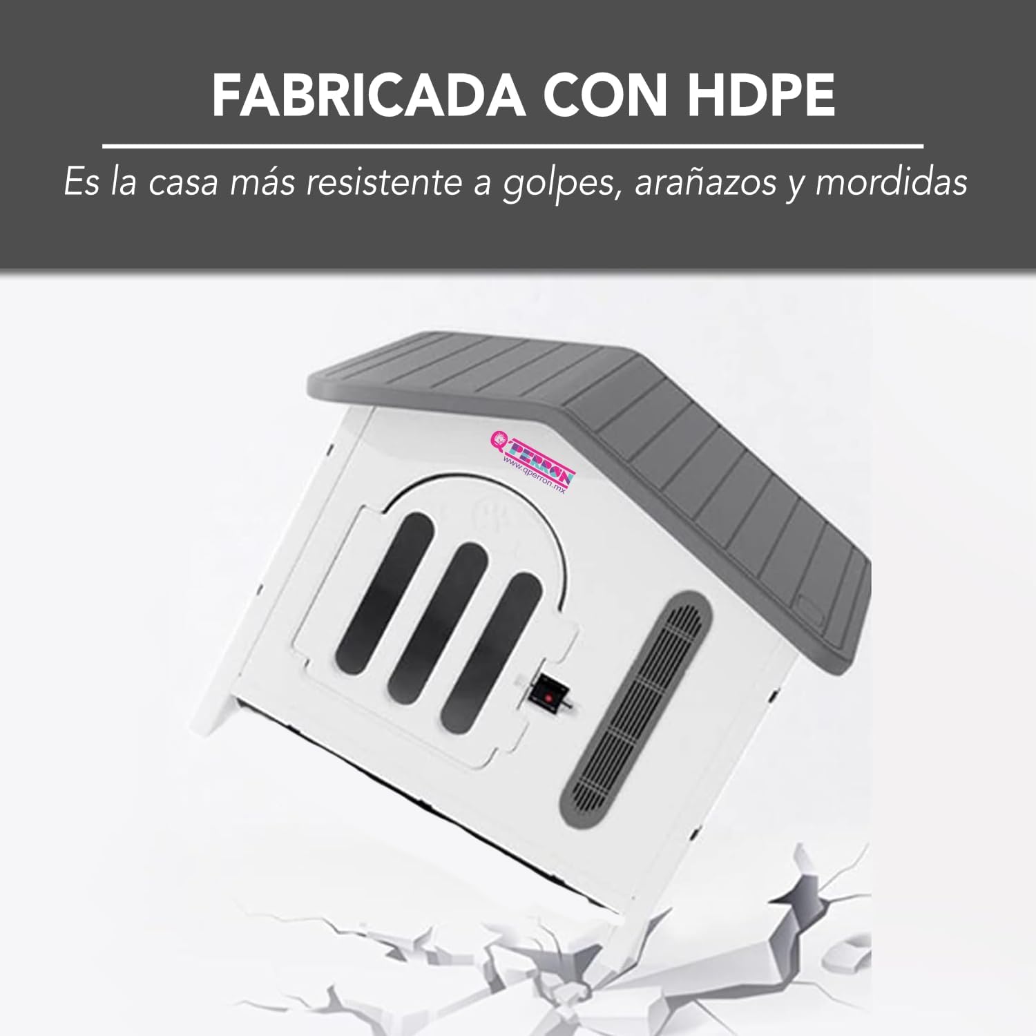 Q PERRON Casa Premium Amplia para Perro Raza Pequeña Termoplastica Invierno Verano Otoño Exterior Termica Impermeblae Cute White