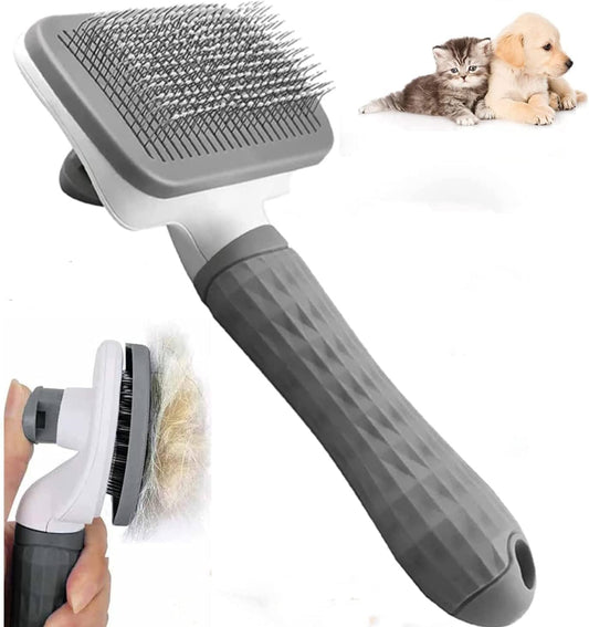 Aorpdd Cepillo de Perros Gato - Cepillo Para Perros y Gatos Removedor de Cabello,Cepillo de Pelo de Gato con Cabeza de Goma de Acero Inoxidable Flexible, Depiladora para Animales Pequeños (Gray)