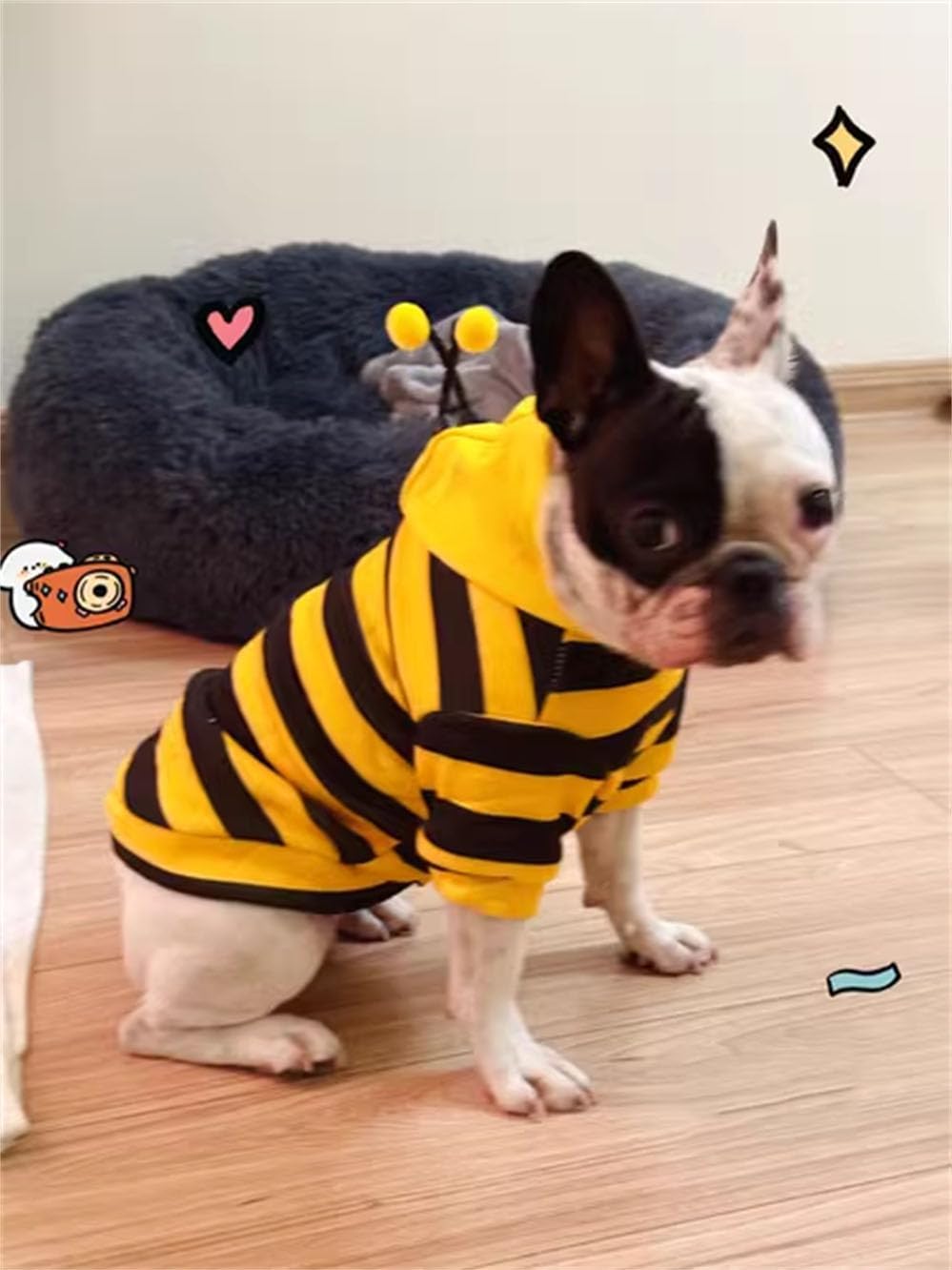 Sudadera Divertida con Capucha para Mascotas, suéter Feo de Navidad para Clima frío, Abrigo cálido para Cachorros, Perros pequeños, Disfraz de Fiesta de Halloween (Yellow Bee, Large)
