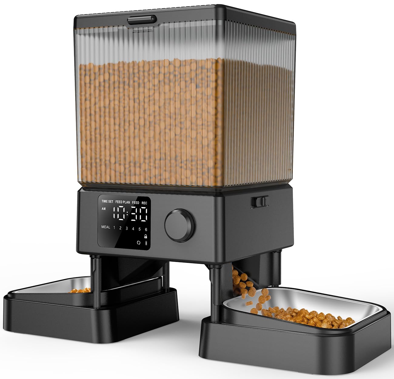 oneisall Comedero Automático para Gatos con Wi - Fi 5G, Adecuado para Dos Gatos/Perros Pequeños y Medianos. Dispensador de 5 litros / 20 Tazas de Alimentos con Control por Aplicación(Negro)