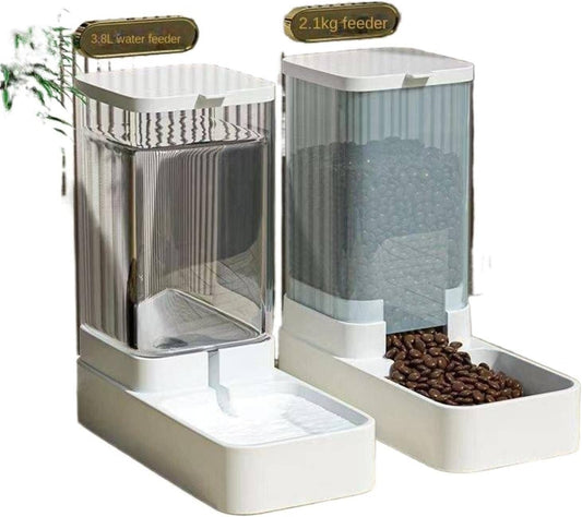 Alimentador Alimentos y Dispensador, 2 En 1 Bebedero Mascotas A Prueba Polvo y Fresco Juego Comedero Automático Antidesl mascotaizante Bebedero Alimentador Desmontable y Fácil Limpiar (Separado)