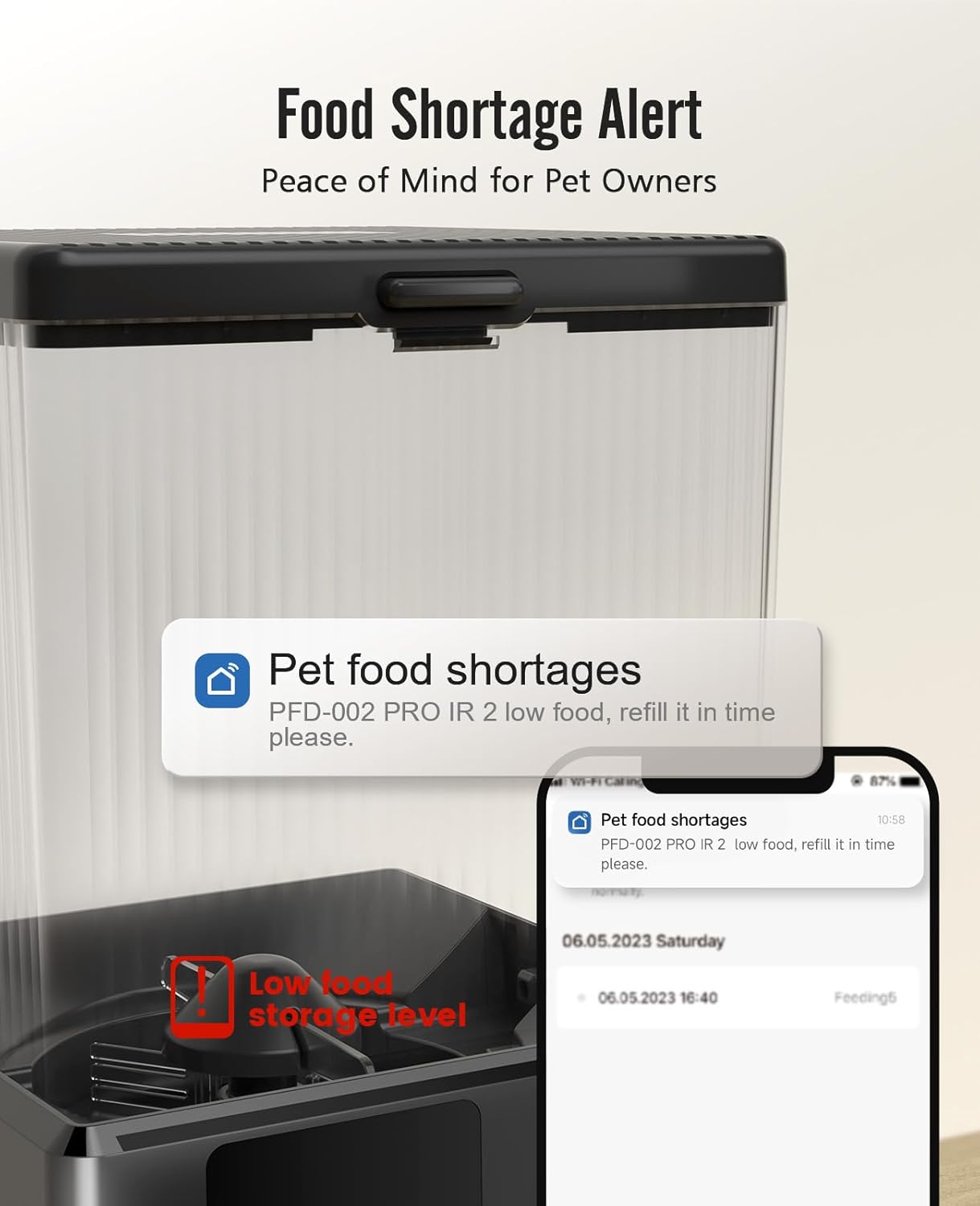oneisall Comedero Automático para Gatos con Wi - Fi 5G, Adecuado para Dos Gatos/Perros Pequeños y Medianos. Dispensador de 5 litros / 20 Tazas de Alimentos con Control por Aplicación(Negro)