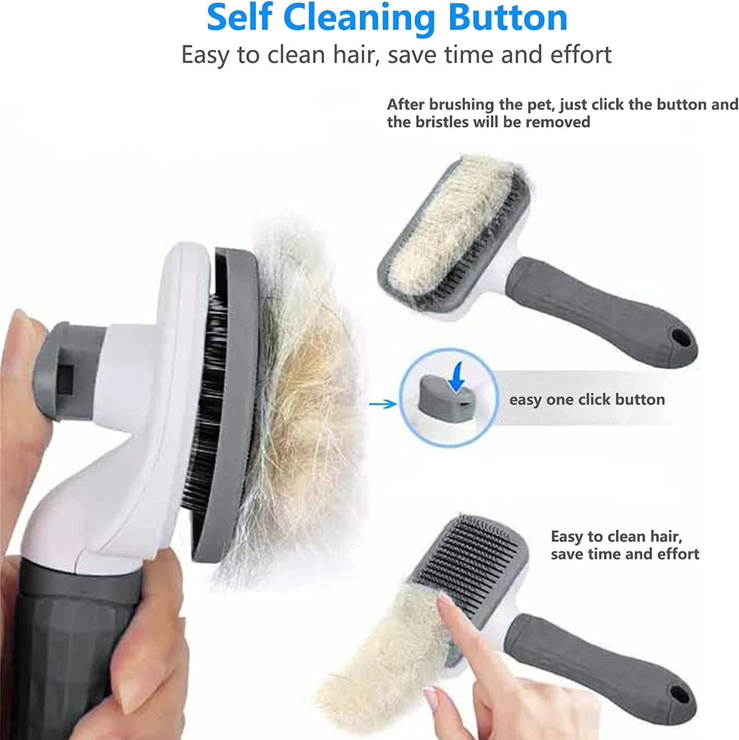 Aorpdd Cepillo de Perros Gato - Cepillo Para Perros y Gatos Removedor de Cabello,Cepillo de Pelo de Gato con Cabeza de Goma de Acero Inoxidable Flexible, Depiladora para Animales Pequeños (Gray)