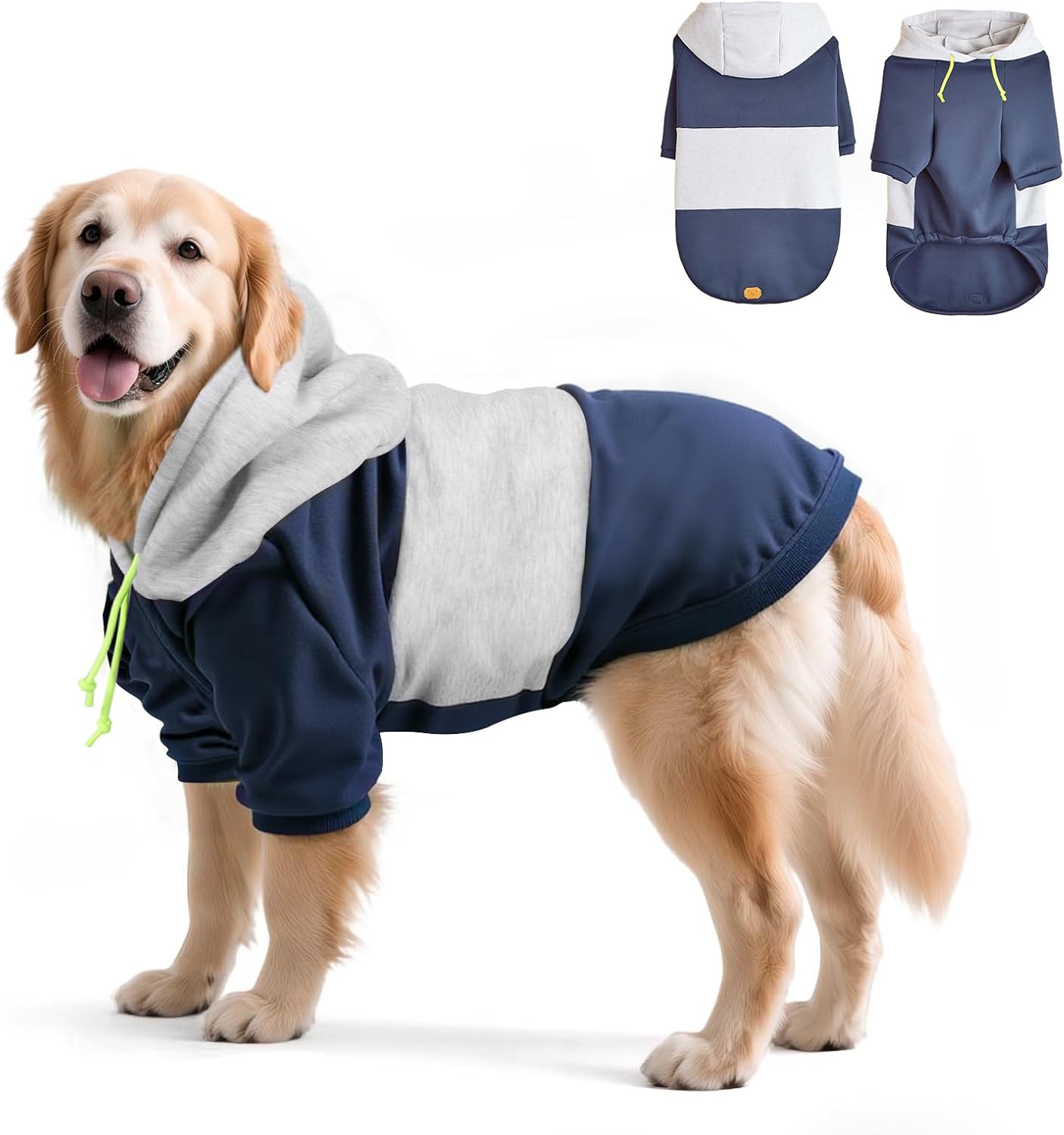 wishkit Suéter con Capucha para Perros, Ropa de Invierno Suave y CóModa con Agujero para Correa, Ideal para Perros Medianos y Grandes, Material Cálido para Clima Frío (Azul, 3XL)