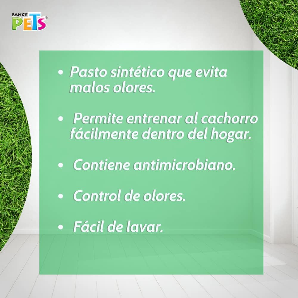 Fancy Pets Tapete de Entrenamiento para Perros Doggie Grass GDE | Pasto Sintético con Bandeja y Rejilla | Control de Olores y Fácil Limpieza