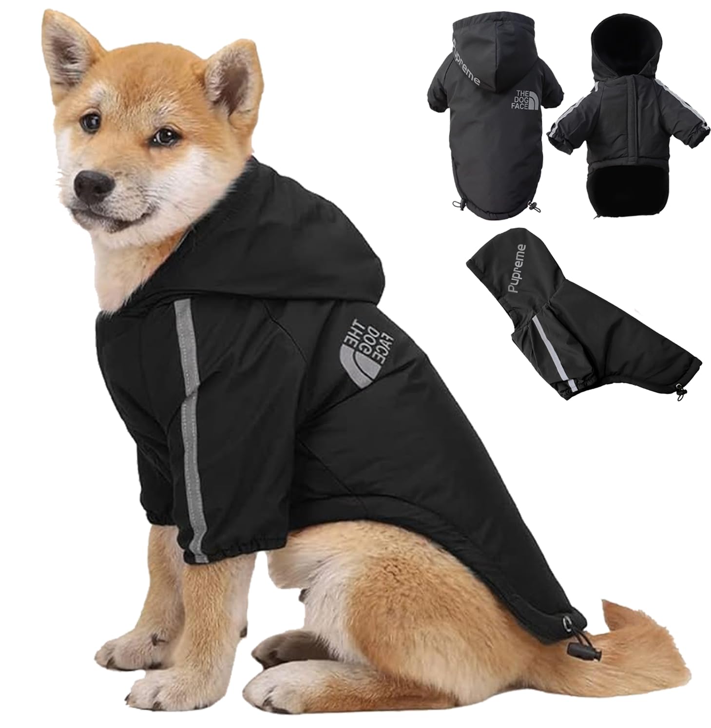 Abrigo para Perro, Abrigo para Perros para Clima Frío, Abrigos de Invierno Impermeable para Mascotas, Engrosar para Mantenerse Caliente Suéter para Perro con Sombrero