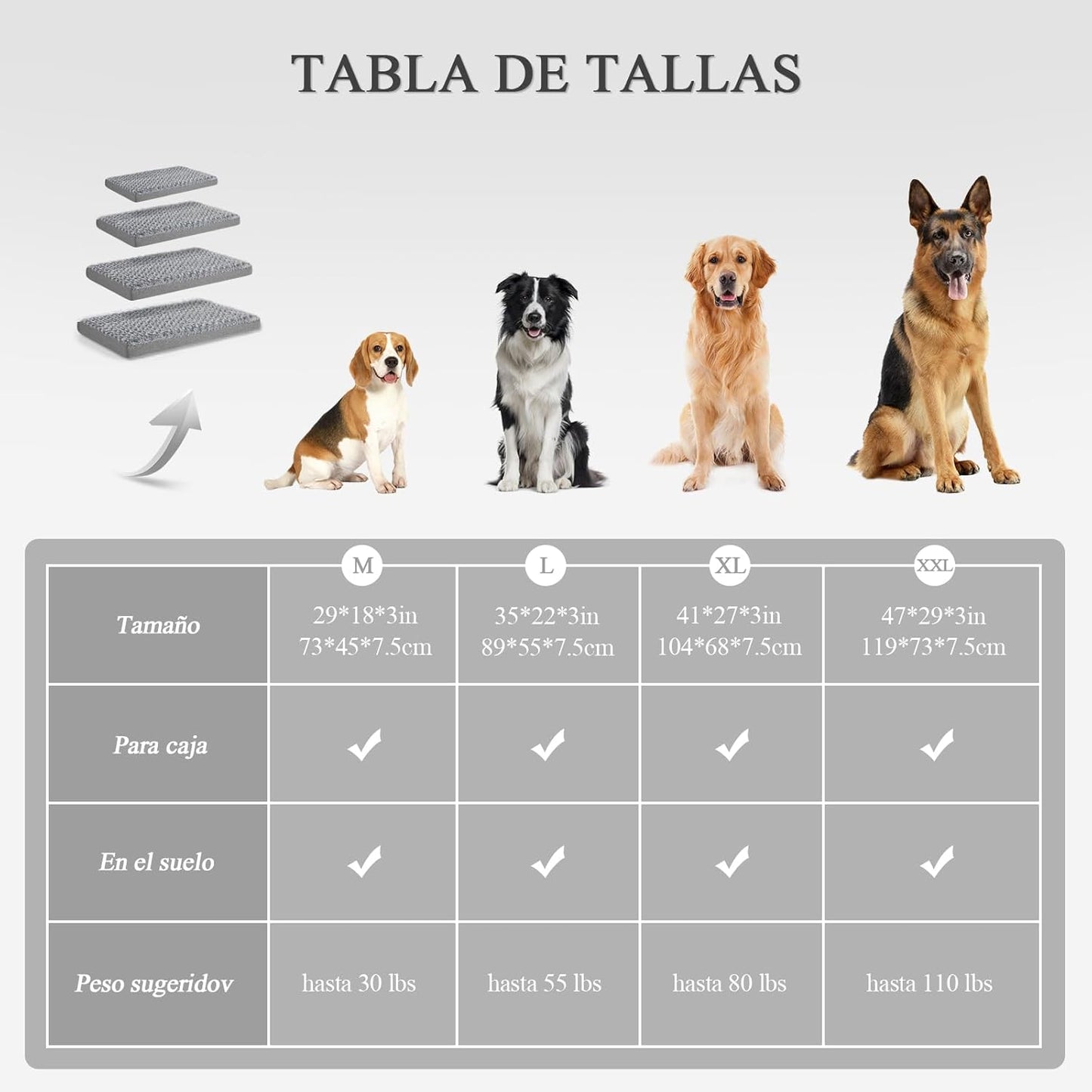 Arien Cama Ortopédica para Perros Grandes, Almohadillas para Jaulas Con Funda Extraíble y Suave Piel Sintética, Lavable Con Fondo Antideslizante