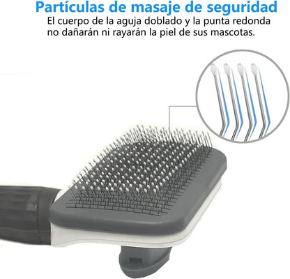 Aorpdd Cepillo de Perros Gato - Cepillo Para Perros y Gatos Removedor de Cabello,Cepillo de Pelo de Gato con Cabeza de Goma de Acero Inoxidable Flexible, Depiladora para Animales Pequeños (Gray)