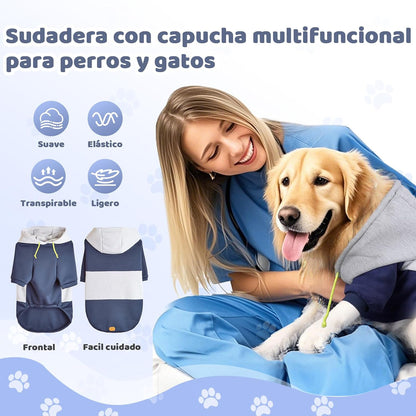 wishkit Suéter con Capucha para Perros, Ropa de Invierno Suave y CóModa con Agujero para Correa, Ideal para Perros Medianos y Grandes, Material Cálido para Clima Frío (Azul, 3XL)