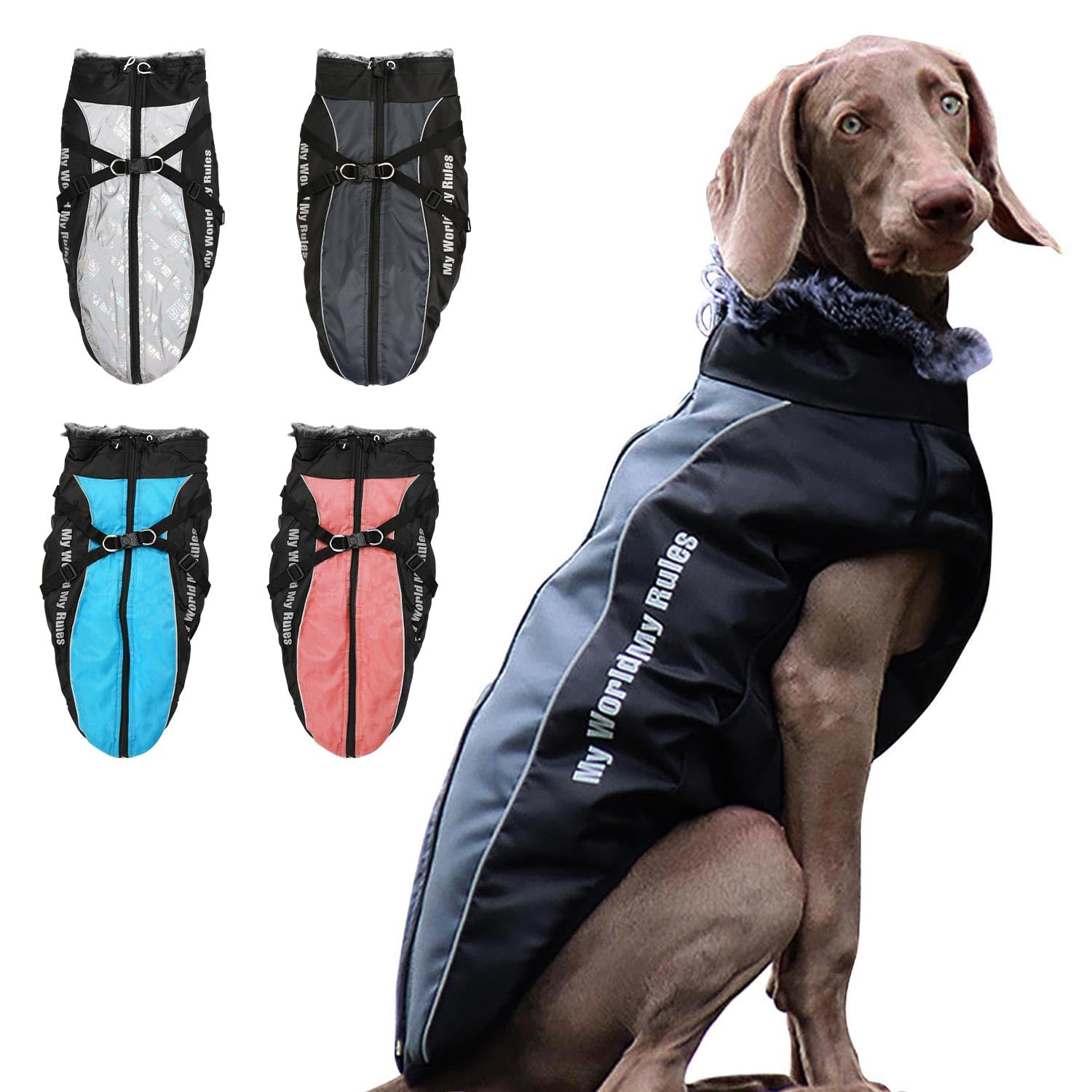 Traje de algodón para Perro, Chaquetas para Perros con Bandas Reflectantes, Abrigo de Invierno Impermeable para Mascotas Ropa，cálida a Prueba de Viento