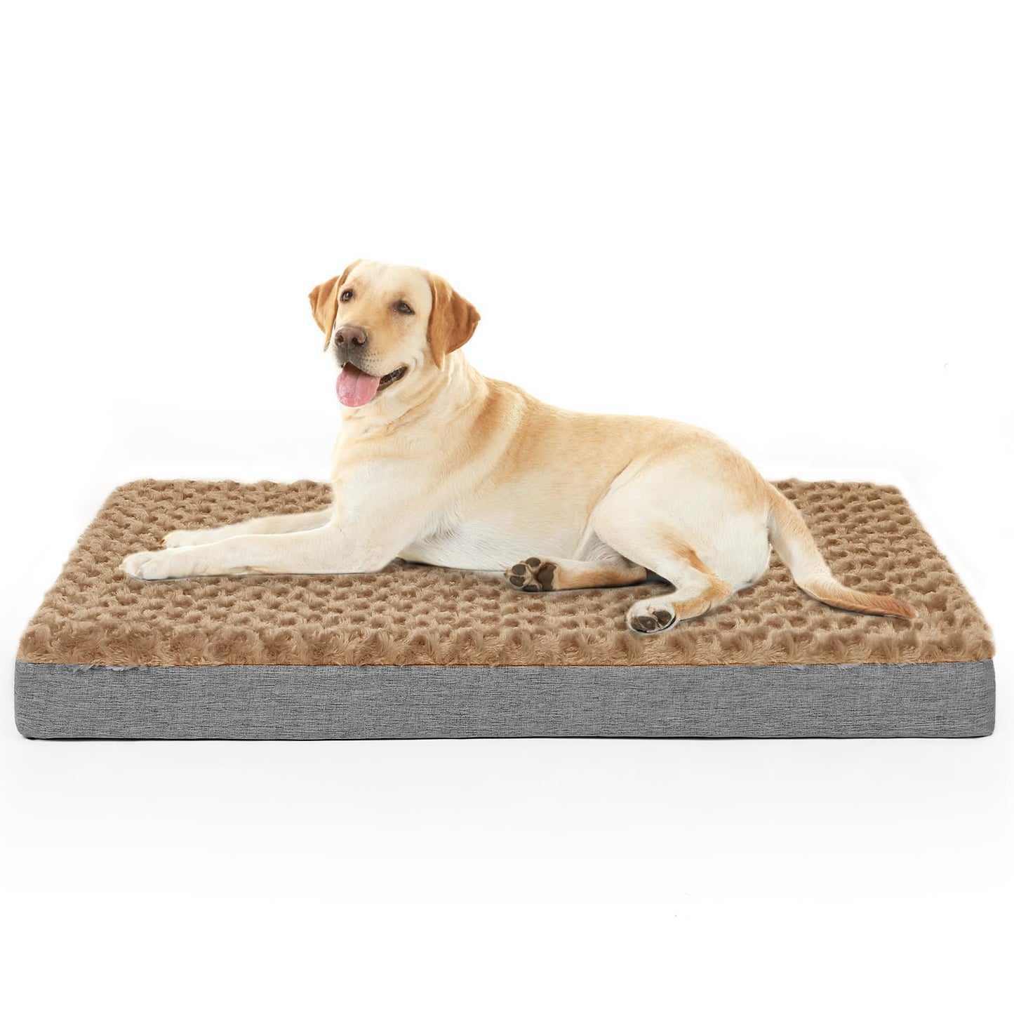 Arien Cama Ortopédica para Perros Grandes, Almohadillas para Jaulas Con Funda Extraíble y Suave Piel Sintética, Lavable Con Fondo Antideslizante