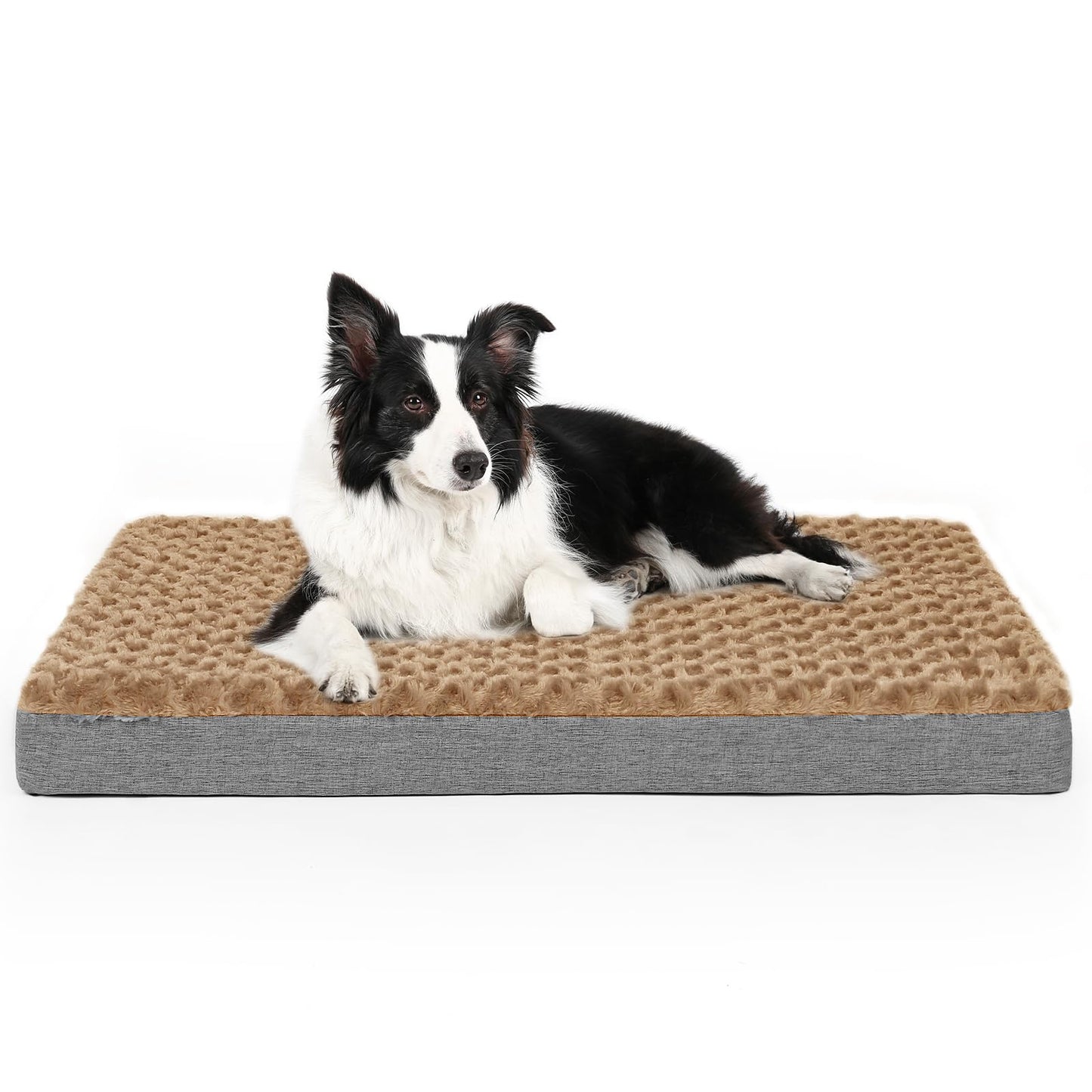 Arien Cama Ortopédica para Perros Grandes, Almohadillas para Jaulas Con Funda Extraíble y Suave Piel Sintética, Lavable Con Fondo Antideslizante