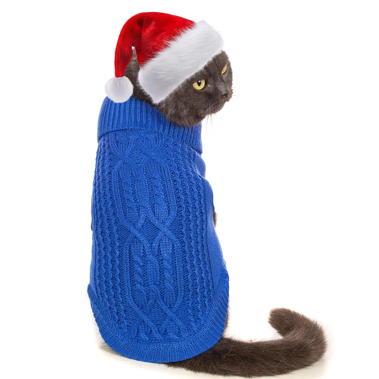 Suéter de cuello alto de punto, sin mangas, ropa de gato, ropa cálida de invierno, para gatos o perros pequeños en temporada fría (M, gris)