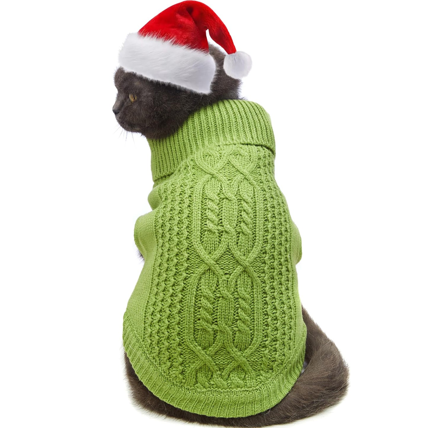 Suéter de cuello alto de punto, sin mangas, ropa de gato, ropa cálida de invierno, para gatos o perros pequeños en temporada fría (M, gris)