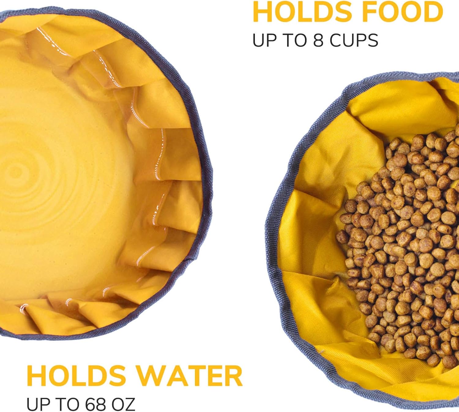 LumoLeaf Tazón plegable para perro, 1 paquete de cuencos plegables grandes y ligeros, para agua y alimentos para mascotas, perros, gatos con cremallera (8 tazas)