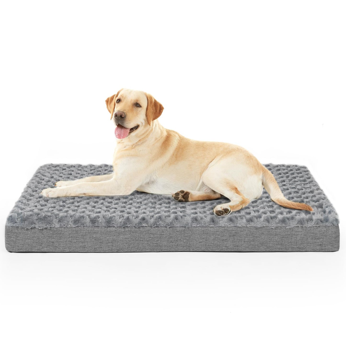 Arien Cama Ortopédica para Perros Grandes, Almohadillas para Jaulas Con Funda Extraíble y Suave Piel Sintética, Lavable Con Fondo Antideslizante