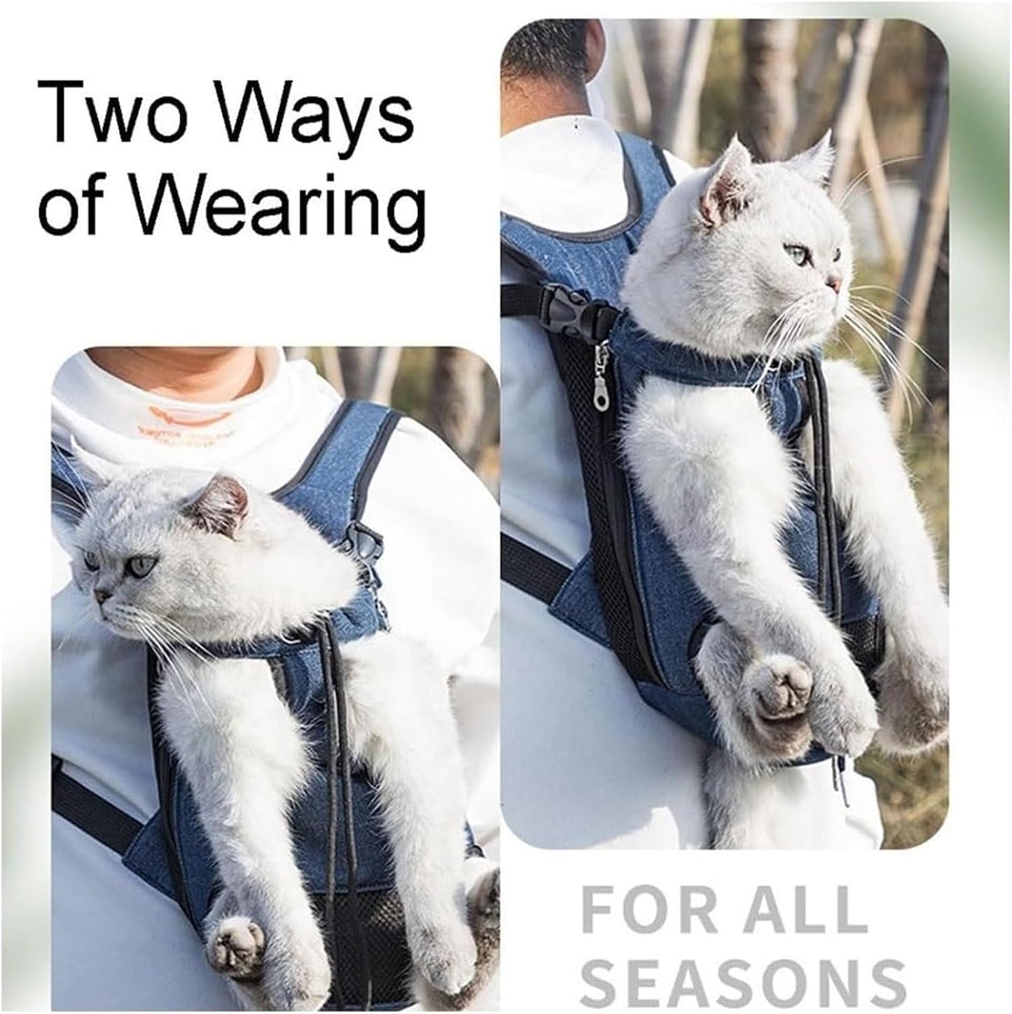 Cat Carrier, cat backpack, Cat Carrier with Leg Holes, Cat Carrier Adjustable for Puppy Carrier for Small Cats 0-15 Lbs, Pet Cat Front Chest Carriers Backpacks, Legs Out, Easy-Fit (Large,Style E)