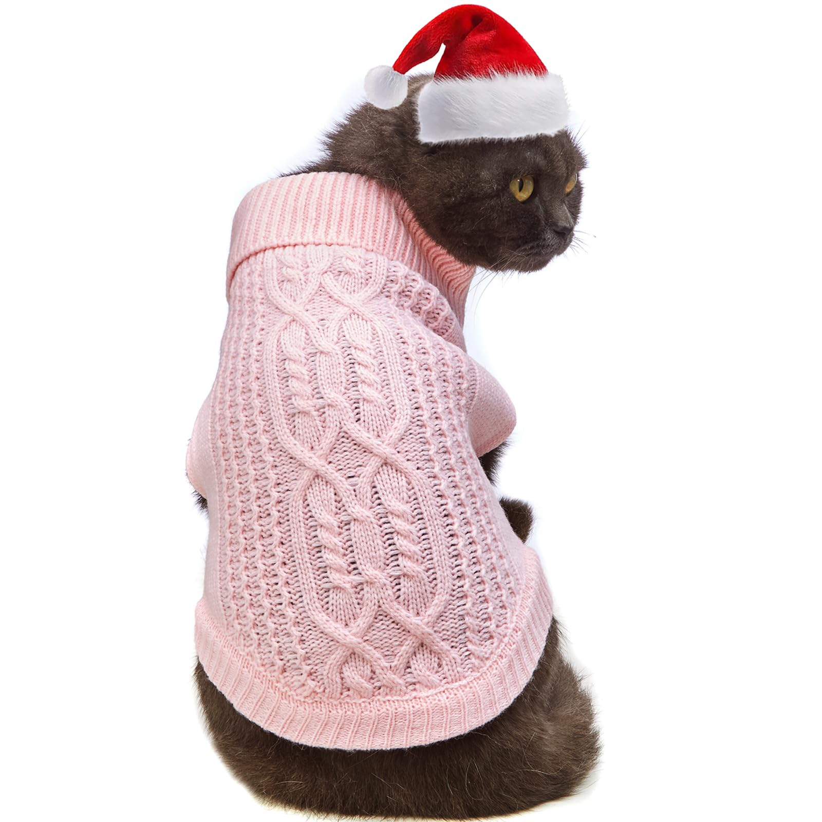 Suéter de cuello alto de punto, sin mangas, ropa de gato, ropa cálida de invierno, para gatos o perros pequeños en temporada fría (M, gris)
