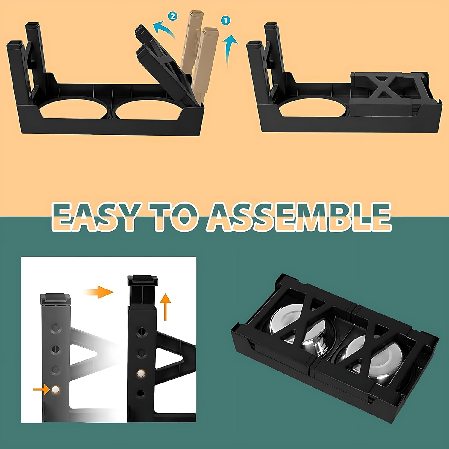 EKEJLI Cuencos elevados para Perros，Comedero Elevado para Perros con comedero Lento，Plegable，5 Alturas Ajustables，Comederos para Perros pequeño, Mediano y Grande, Gatos, Todo Tipo de Mascotas (Gris)