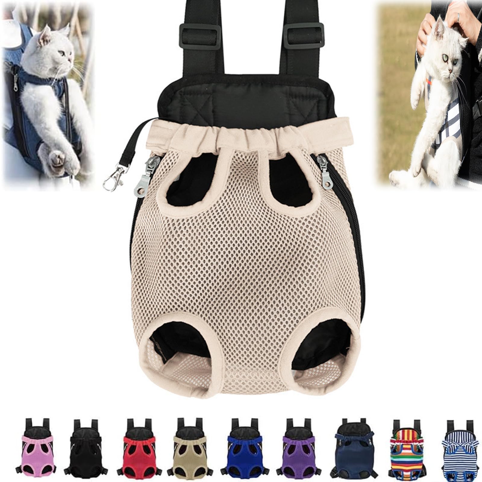 Cat Carrier, cat backpack, Cat Carrier with Leg Holes, Cat Carrier Adjustable for Puppy Carrier for Small Cats 0-15 Lbs, Pet Cat Front Chest Carriers Backpacks, Legs Out, Easy-Fit (Large,Style E)