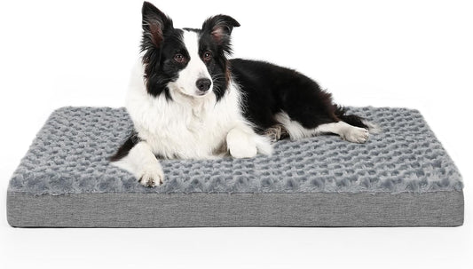 Arien Cama Ortopédica para Perros Grandes, Almohadillas para Jaulas Con Funda Extraíble y Suave Piel Sintética, Lavable Con Fondo Antideslizante