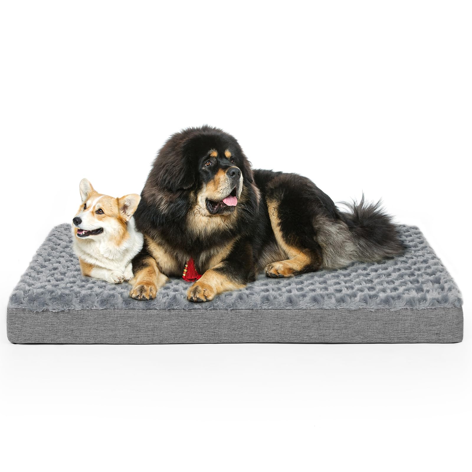 Arien Cama Ortopédica para Perros Grandes, Almohadillas para Jaulas Con Funda Extraíble y Suave Piel Sintética, Lavable Con Fondo Antideslizante