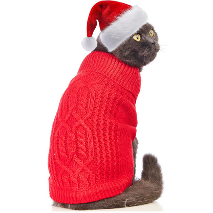 Suéter de cuello alto de punto, sin mangas, ropa de gato, ropa cálida de invierno, para gatos o perros pequeños en temporada fría (M, gris)