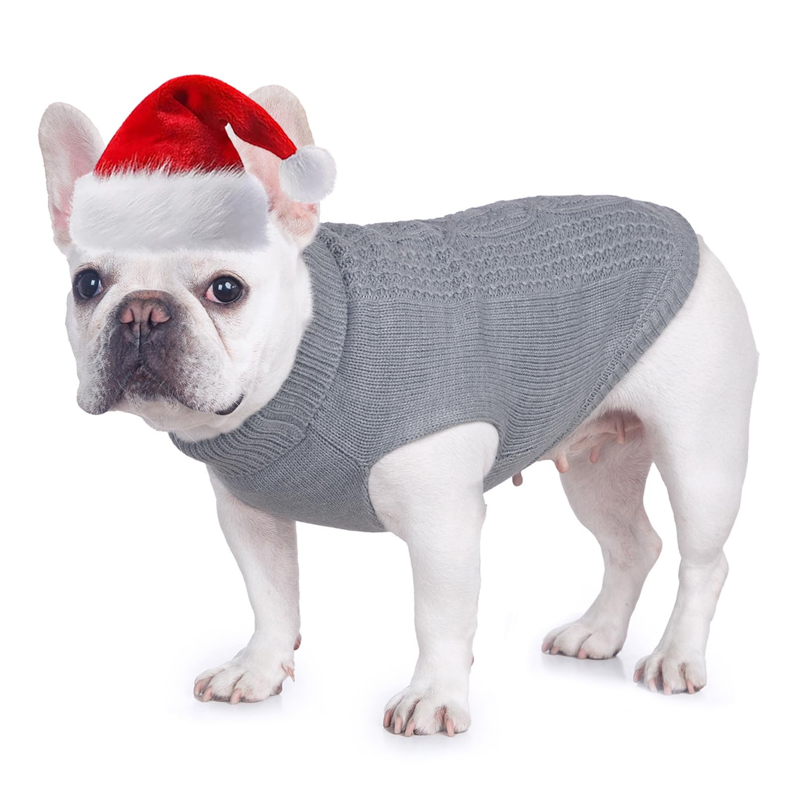 Suéter de cuello alto de punto, sin mangas, ropa de gato, ropa cálida de invierno, para gatos o perros pequeños en temporada fría (M, gris)