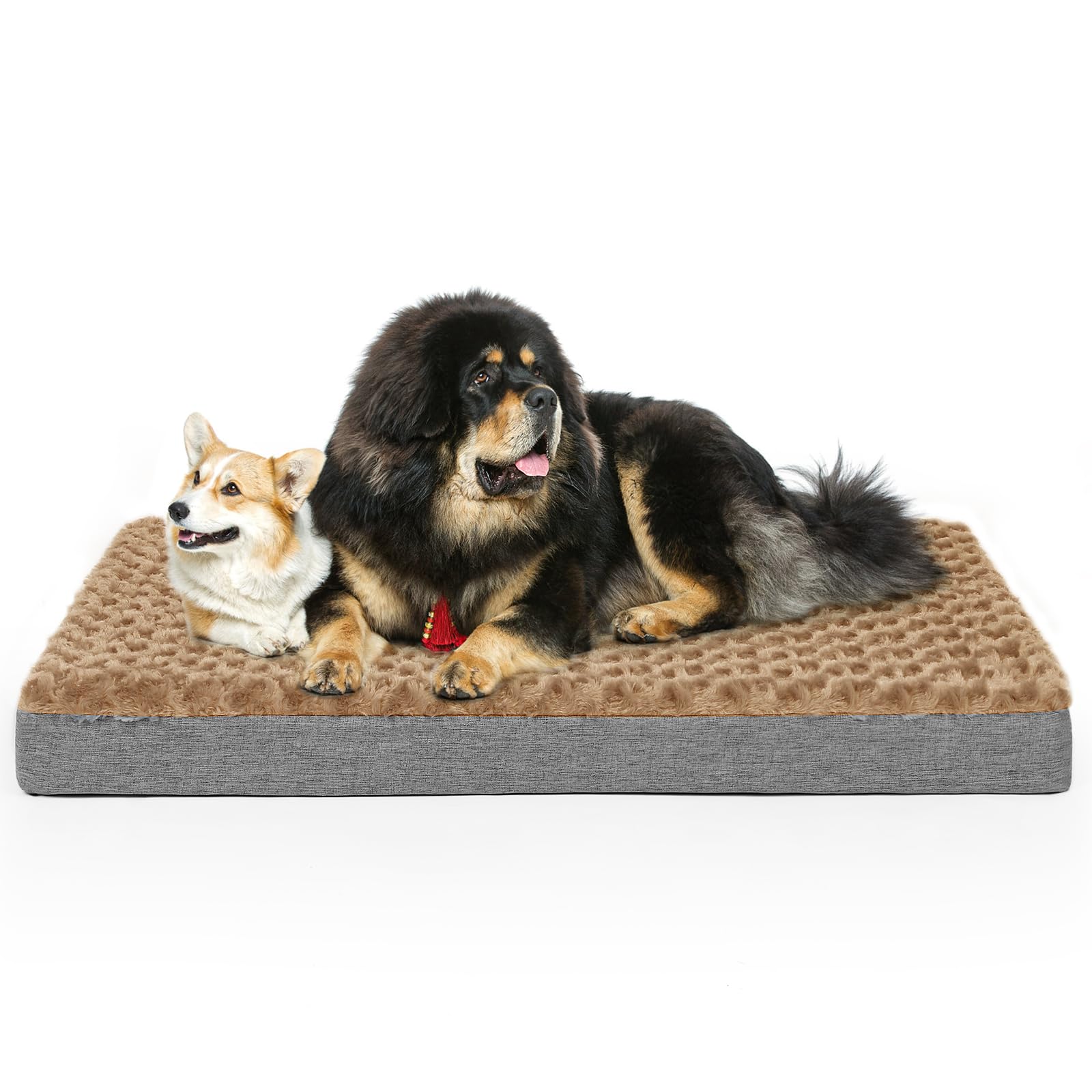 Arien Cama Ortopédica para Perros Grandes, Almohadillas para Jaulas Con Funda Extraíble y Suave Piel Sintética, Lavable Con Fondo Antideslizante