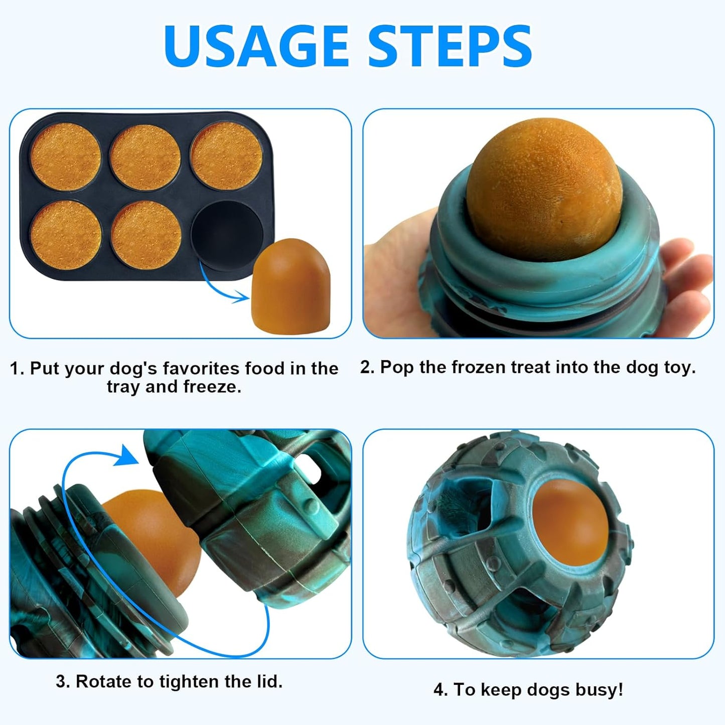 Yipetor Juguete para Perro, Juguete de Golosinas Congeladas, dispensador de golosinas, Goma rellenables congelables, Fáciles Limpiar, Interactivo (Grande)