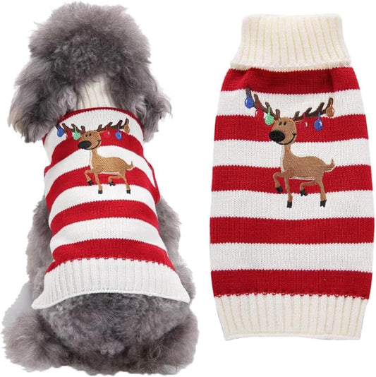 Genérico Suéter de Mascota cálido Invierno Moda Vestido navideño Ciervo Ropa para Gatos y Perros con diseños Lindos Tejido Corte científico Movimiento sin restricciones