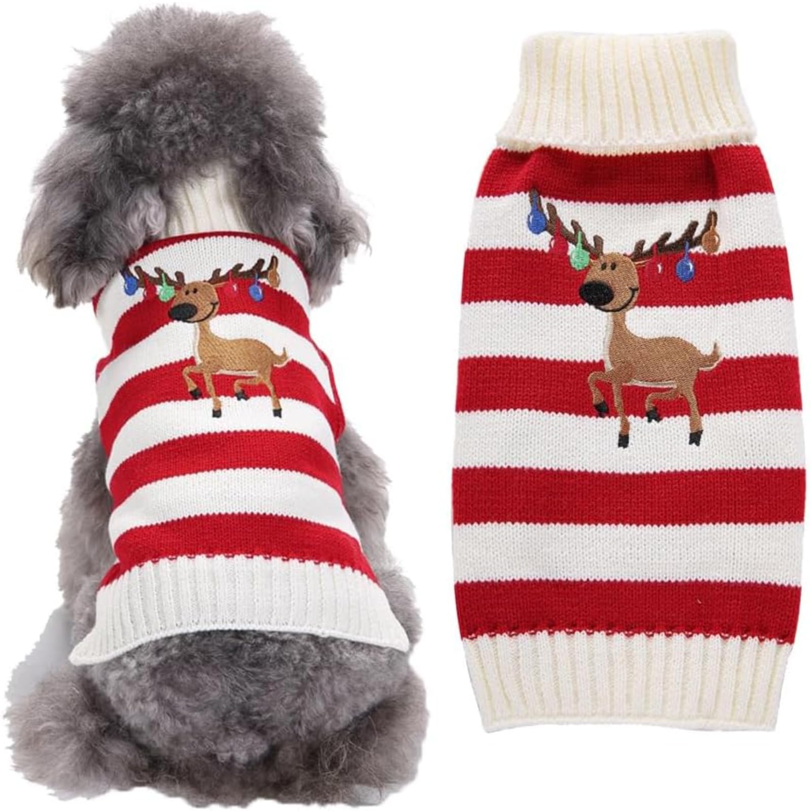 Genérico Suéter de Mascota cálido Invierno Moda Vestido navideño Ciervo Ropa para Gatos y Perros con diseños Lindos Tejido Corte científico Movimiento sin restricciones